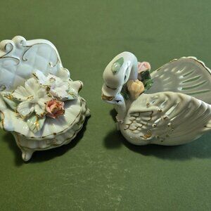 Vintage Victorian Chair and Swan Trinket Dish
